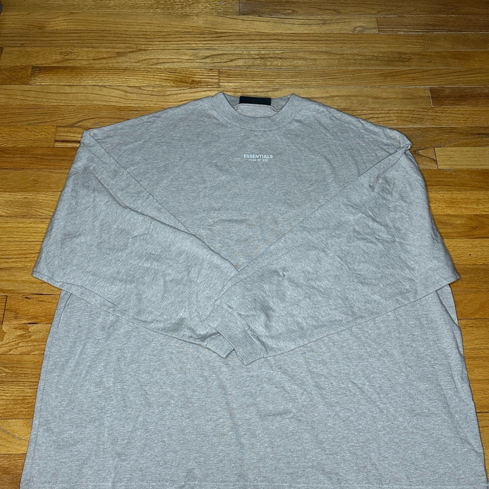Essentials Gray Long Sleeve Tee with Relaxed Fit